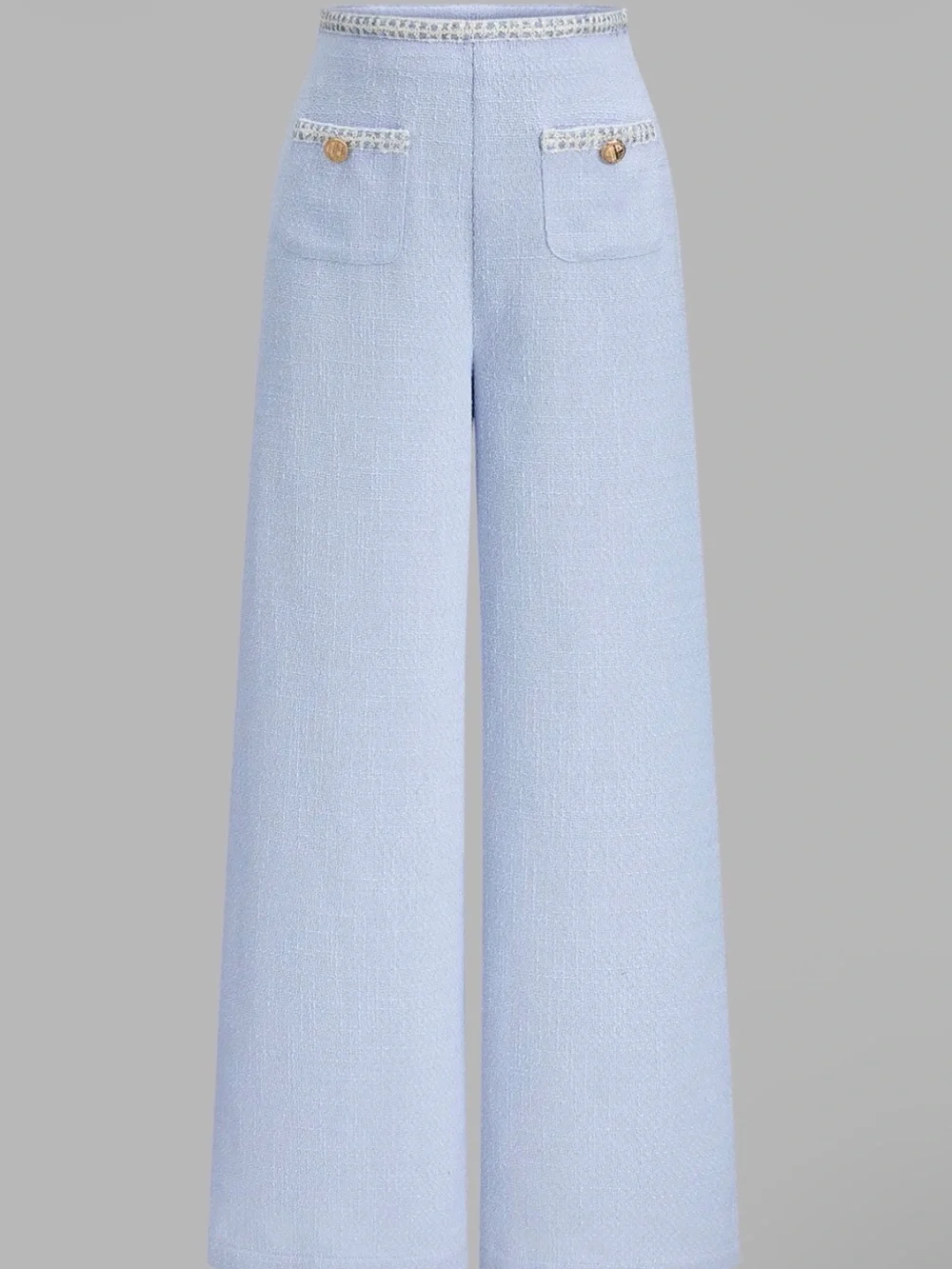 Commense Light Blue Textured Crop Cami Top & Pants Set